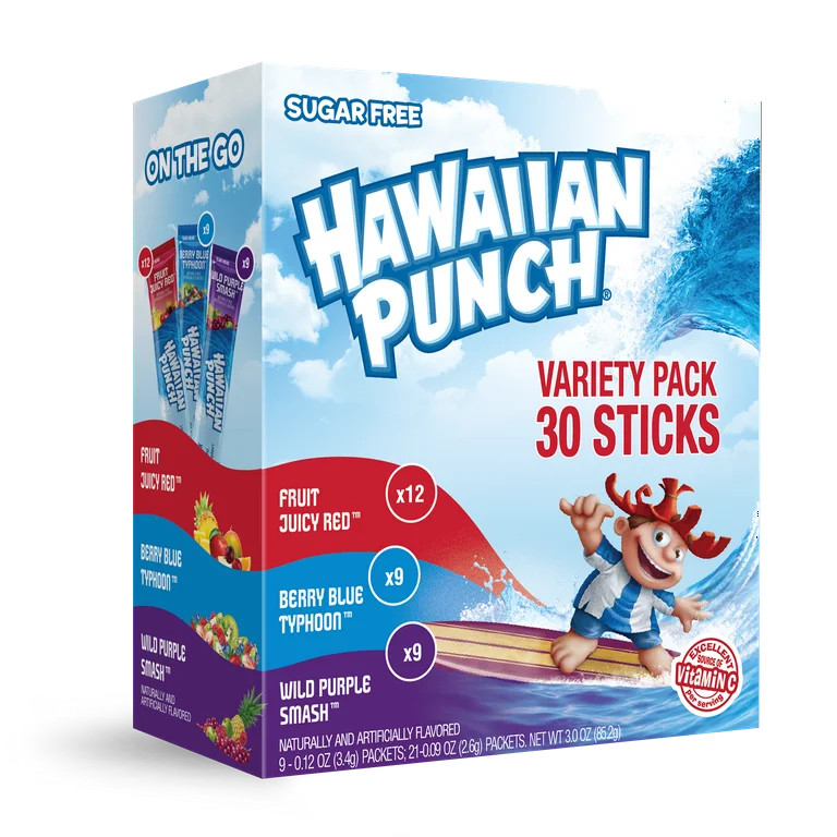Hawaiian Punch Powder Drink Mix , Variety Pack, Fruit Juicy Red, Berry Blue Typhoon, Wild Purple ... | Walmart (US)