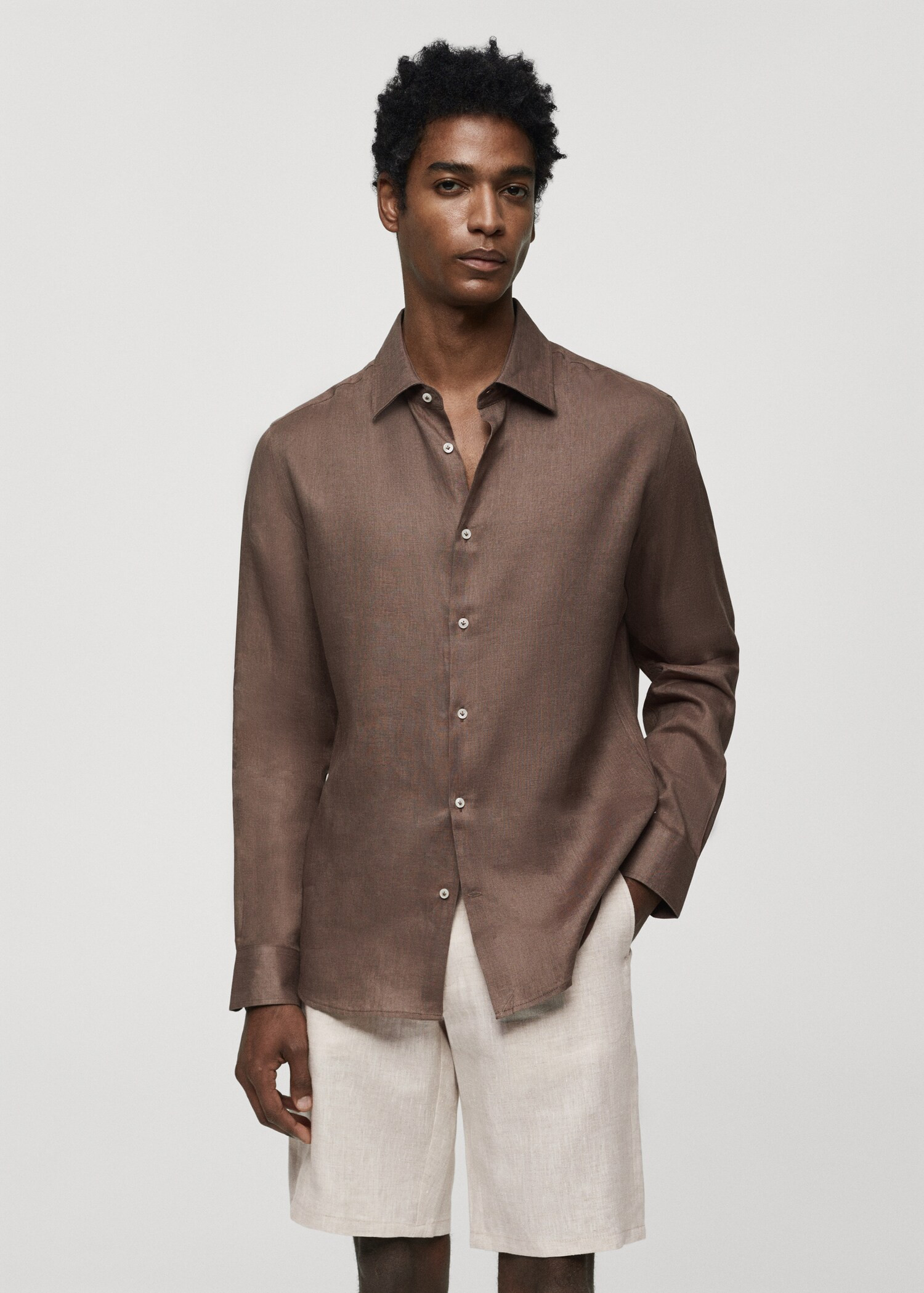 100% linen regular-fit shirt | MANGO (US)