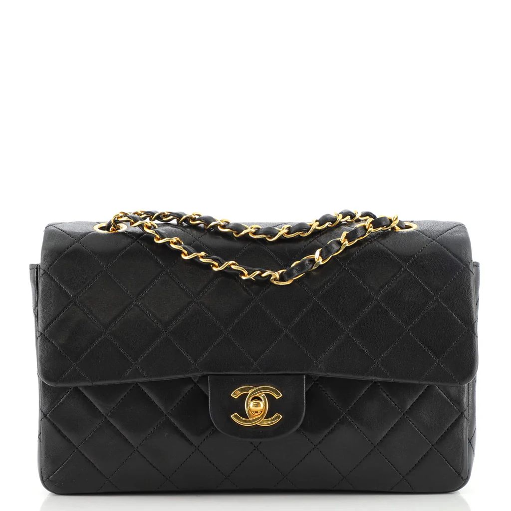 Chanel Vintage Classic Double Flap Bag Quilted Lambskin Medium Black 14360527 | Rebag