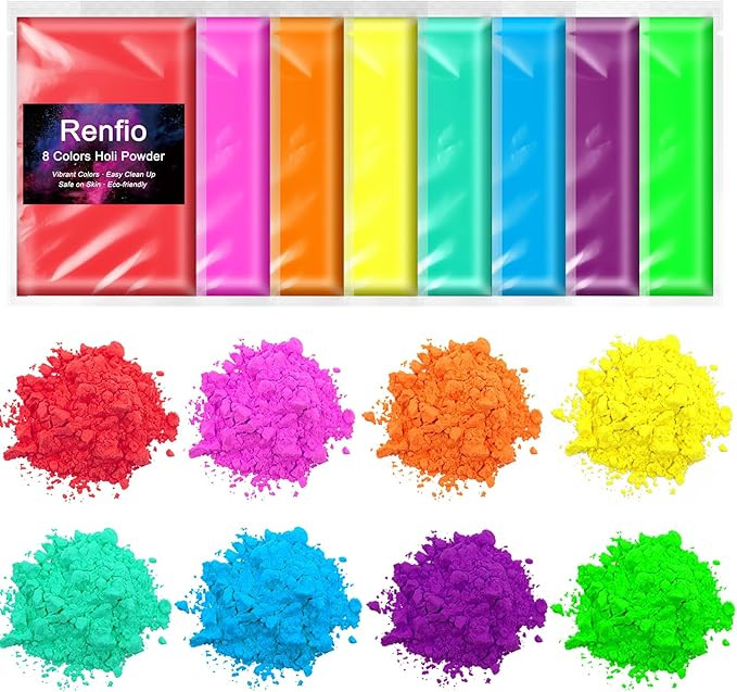 Renfio Holi Powder,8 Pack X 3.5oz(100g) Color Run Powder Rangoli Color Bulk,Natural Colored Powde... | Amazon (US)