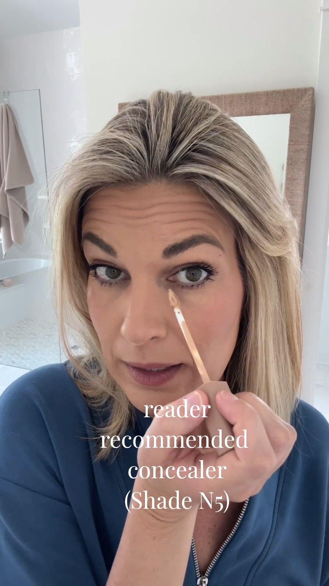 Concealer shade 5n. This brush is so good. I recommend letting the concealer get tacky for 3 minutes before blending. It will sit thicker without being heavy. I do not set it but you could with the other side of the brush.  

#LTKdayinmylife #LTKgrwm #LTKBeauty