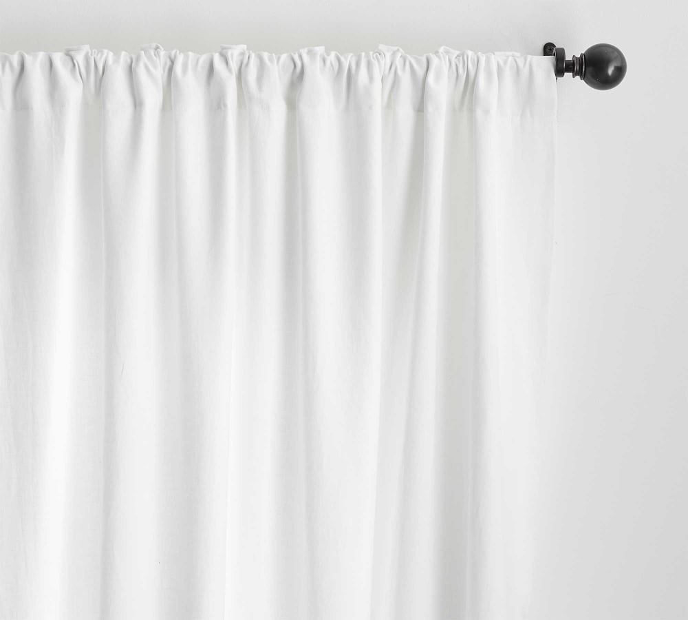 Custom Belgian Flax Linen Rod Pocket Curtain - White | Pottery Barn (US)