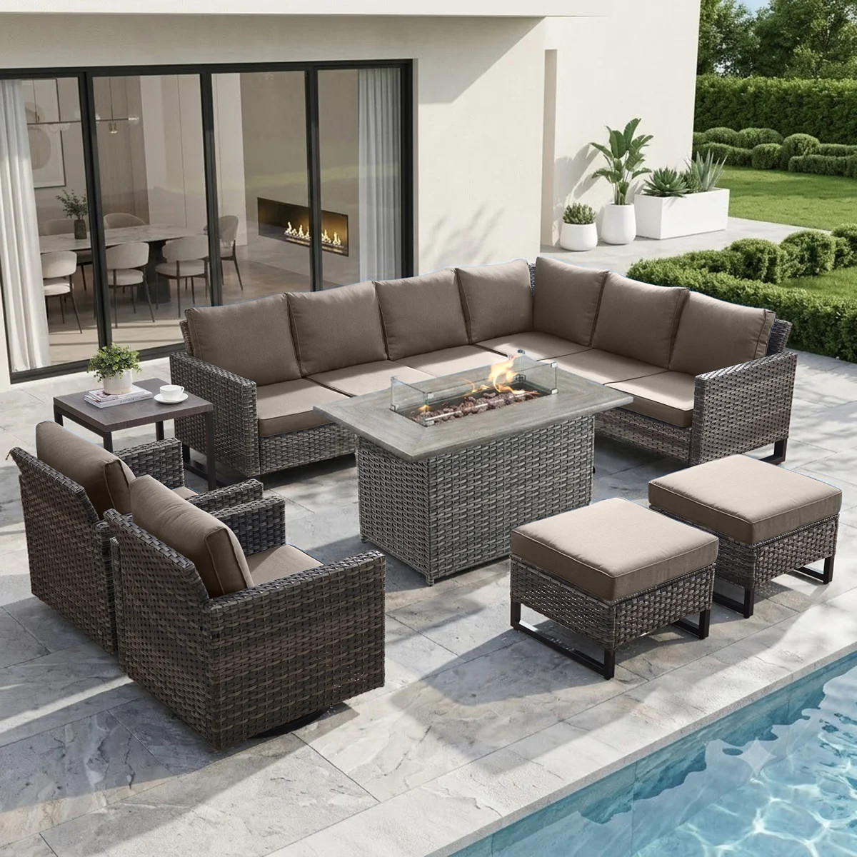 Kreda 7-Piece 8-Person Powder Coated Steel Outdoor Seating Group | Wayfair North America