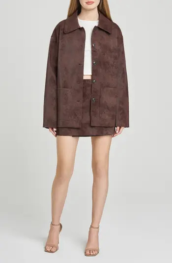 WAYF Rita Faux Suede Jacket in Black at Nordstrom, Size Small | Nordstrom