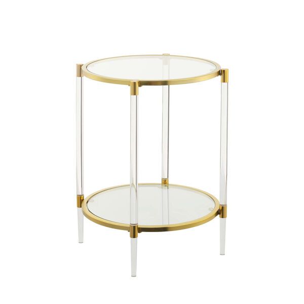 Royal Crest Clear and Gold Acrylic Glass End Table | Bellacor