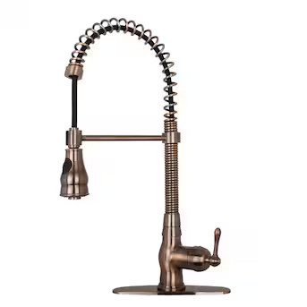 Akicon Antique Copper Single Handle Deck-mount Pull-down Kitchen Faucet with Sprayer ( Deck Plate... | Lowe's
