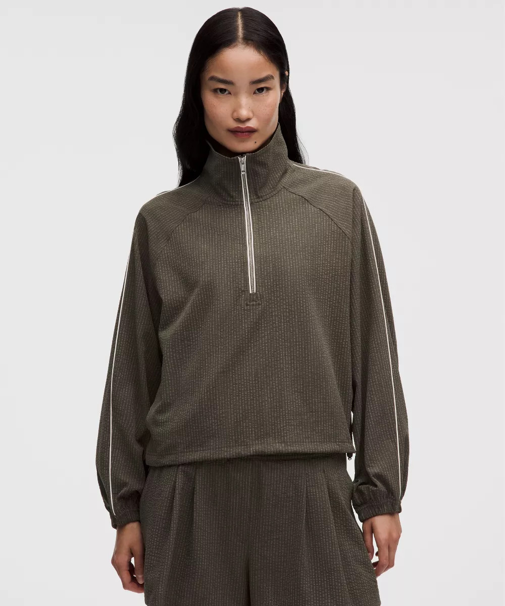 Seersucker WovenAir Funnel-Neck Half Zip | lululemon (AU)
