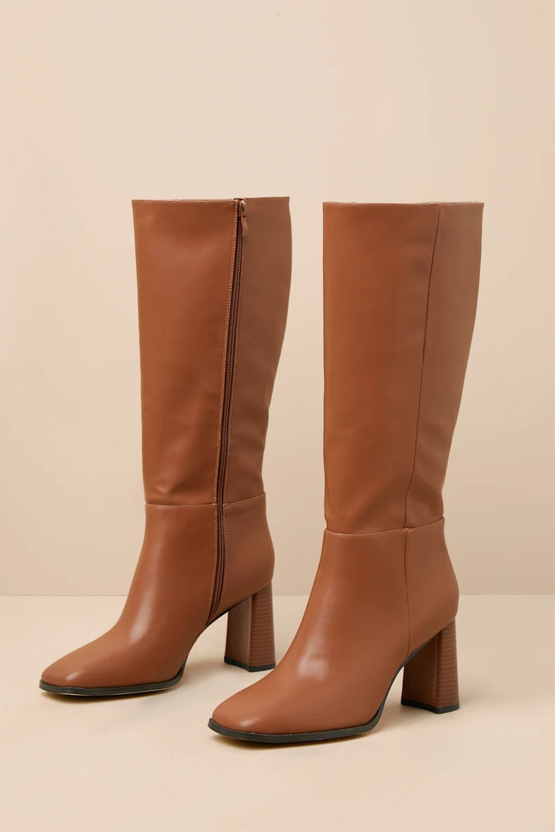 Reelee Tan Square Toe Knee-High Boots | Lulus