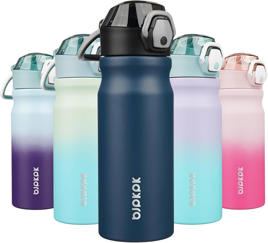 BJPKPK Insulated Water Bottle 18oz Stainless Steel Water Bottles With Straw And Carry Handle Doub... | Amazon (US)