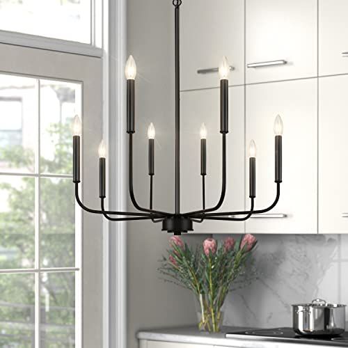 Farmhouse Black Chandelier, 8-Light Chandeliers for Dining Room Light Fixture, Industrial Rustic ... | Amazon (US)