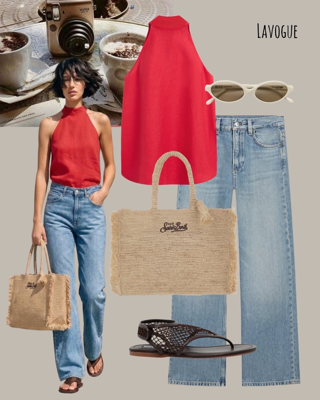 A red linen top paired with classic blue jeans, a neutral woven bag, and mesh sandals creates the perfect balance of effortless and elevated style. 
Shop Below 👇🏼

#LTKootd #LTKSeasonal #LTKWorkwear