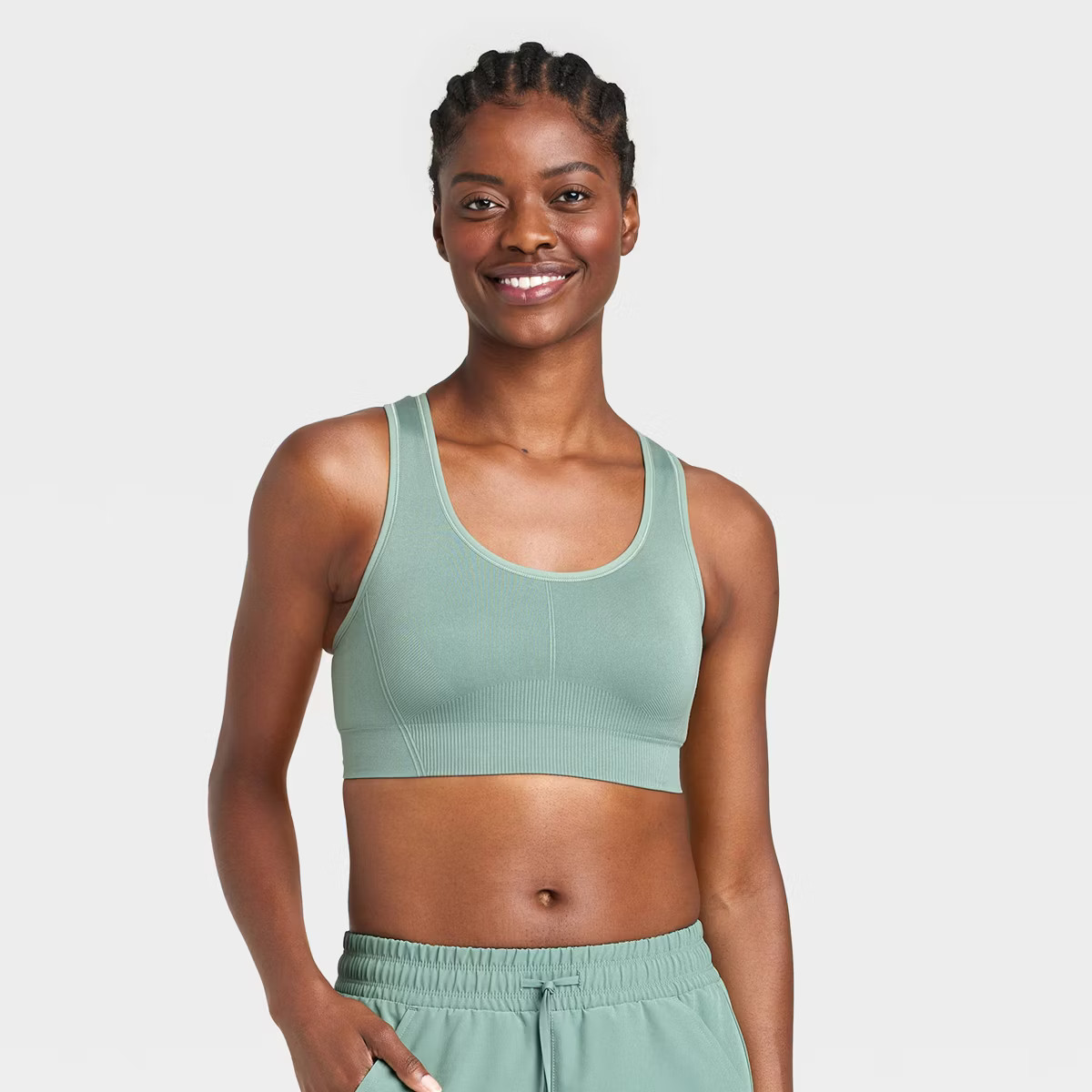 Women's Medium Support Seamless Racerback Midline Sports Bra - All in Motion™ | Target