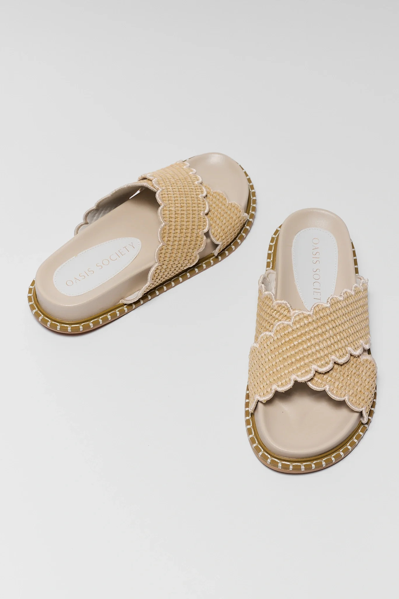 Tan Raffia Scalloped Sandals | Avara