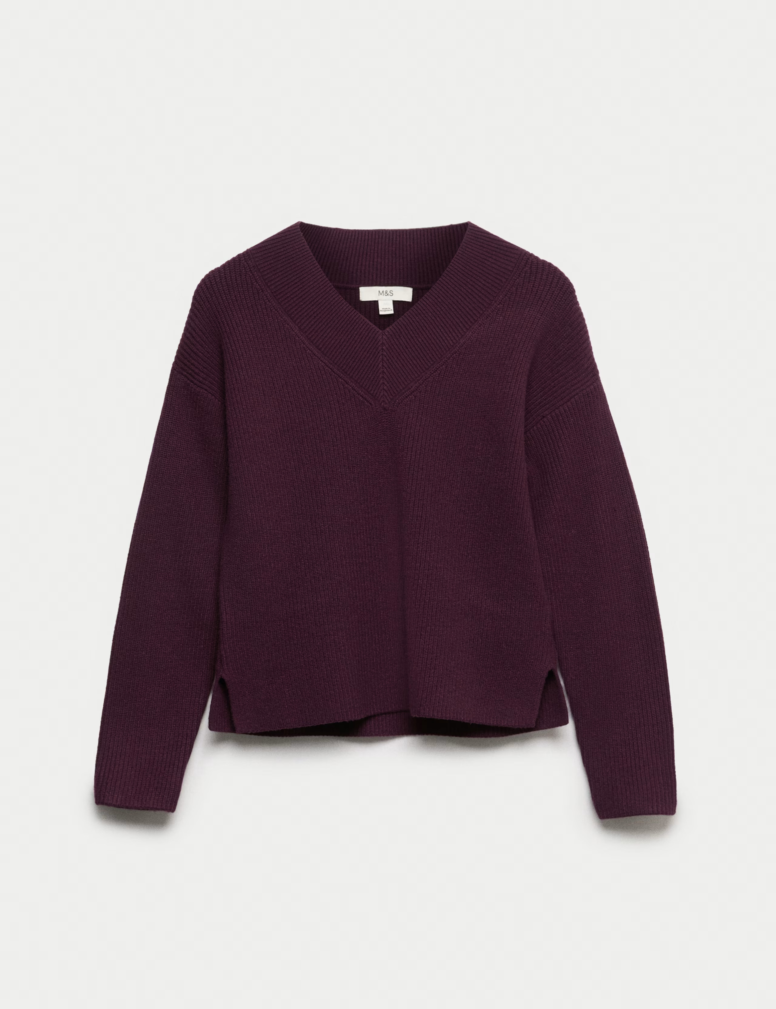 Ribbed V-Neck Relaxed Jumper | Marks & Spencer (UK)