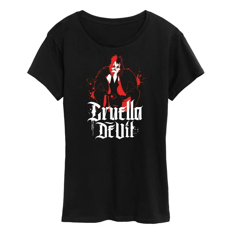 Disney Villains - Cruella Devil Spatter - Women's Short Sleeve Graphic T-Shirt - Walmart.com | Walmart (US)