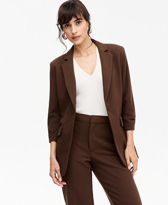Women's 3/4-Sleeve Single-Button Blazer | Macy's
