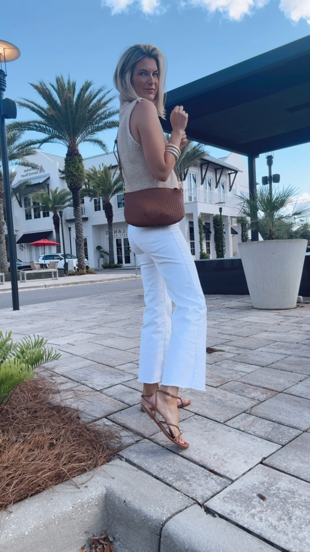 What I wore on date night. I am 5’11” wearing small in the top and 27 tall in the white jeans.  Sandals true to size.

#LTKootd #LTKTall #LTKOver40