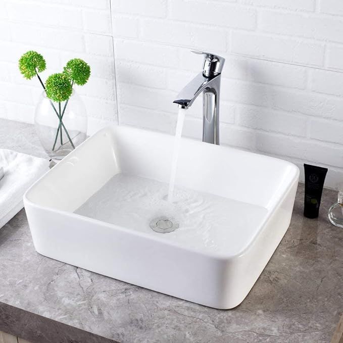 Vessel Sink Rectangle - Lordear 19"x15" Bathroom Sink Rectangular Modern Above Counter Bathroom S... | Amazon (US)