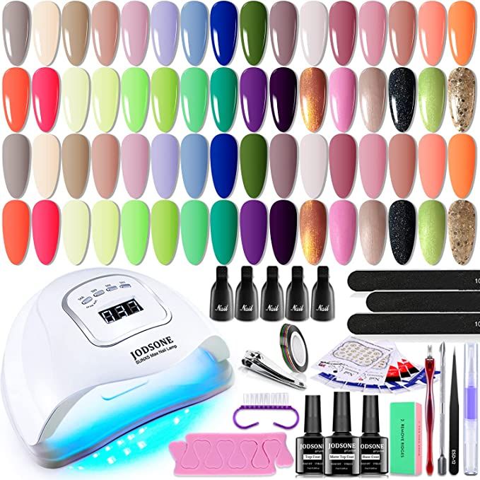 JODSONE 32 Colors Gel Nail Polish Kit with U V Light Gel Polish Nail Kit with Long Lasting All-In... | Amazon (US)