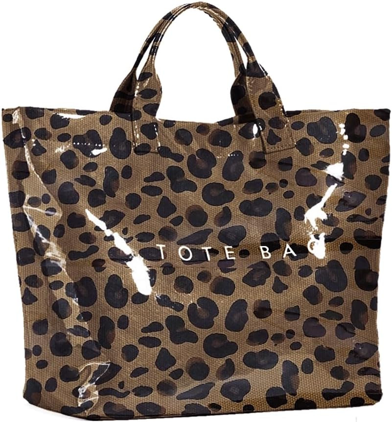 KAMEILONG Women's Large PVC Tote Bag Letters Print Handbags Paper Shoulder Bag Clear Shopping Hobo Bag | Amazon (US)