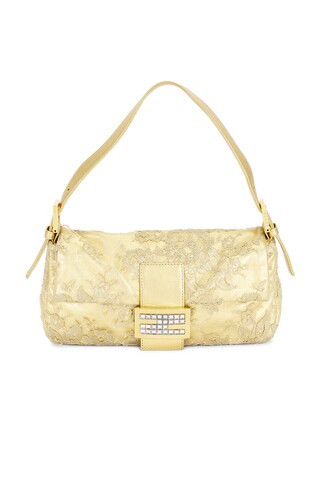 Fendi Lace Baguette Shoulder Bag in Metallic Gold | FWRD 