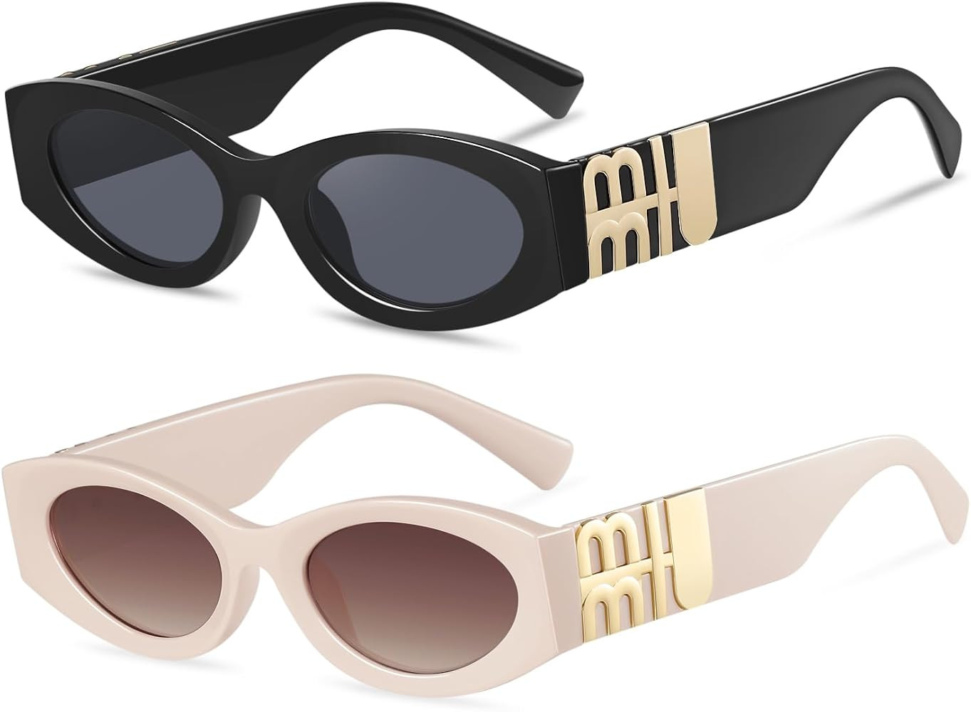 Retro Oval Cat Eye Sunglasses for Women Trendy Narrow Sunnies Designer Sun Glasses UV400 | Amazon (US)