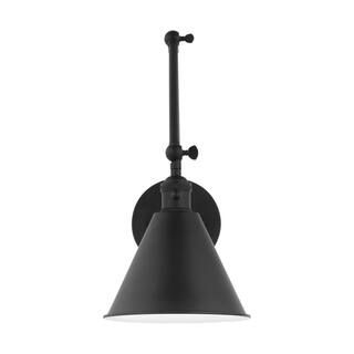 Generation Lighting Salem 1-Light Midnight Black Double Arm Wall Sconce with Midnight Black Metal... | The Home Depot