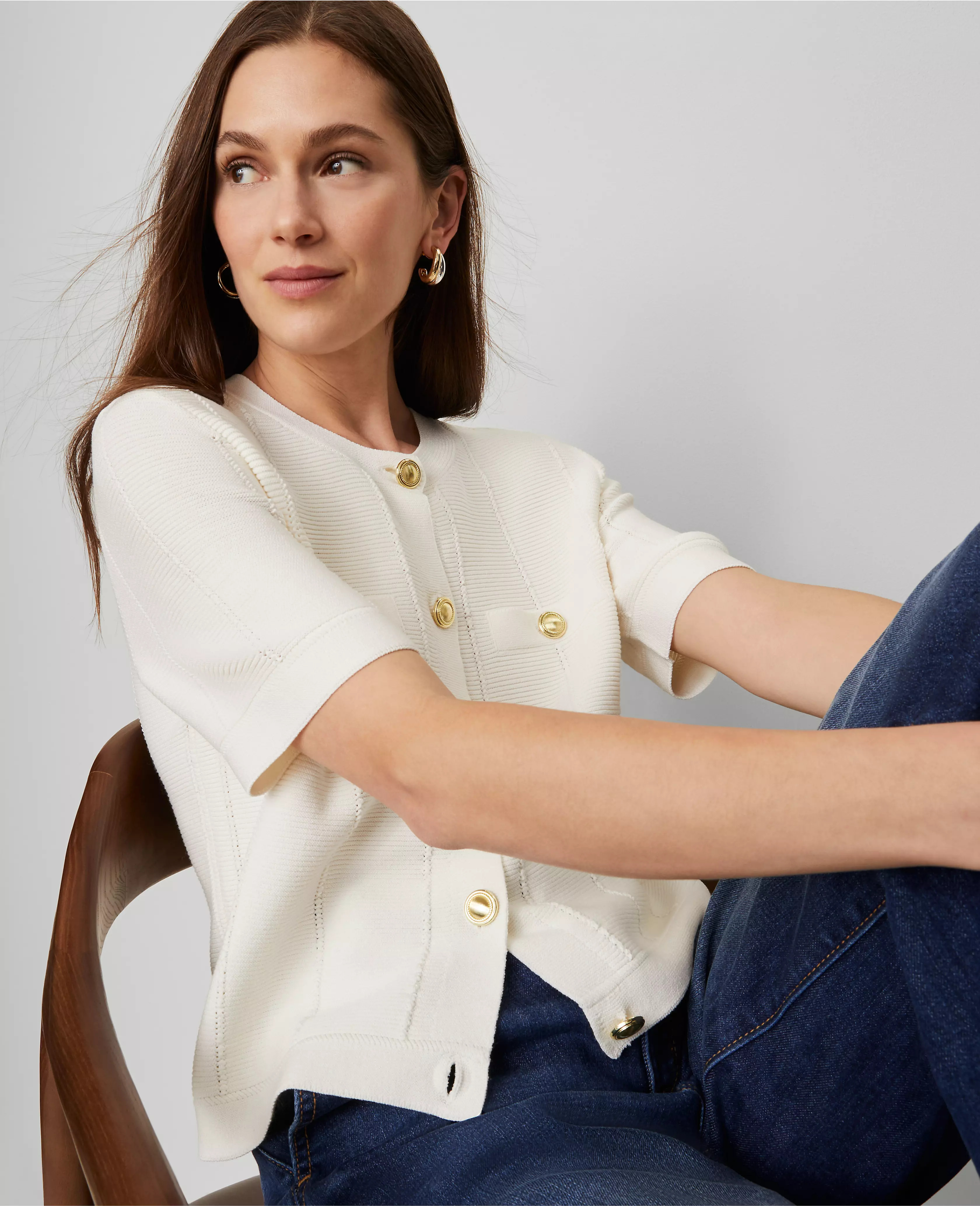 Textured Stitch Cardigan | Ann Taylor