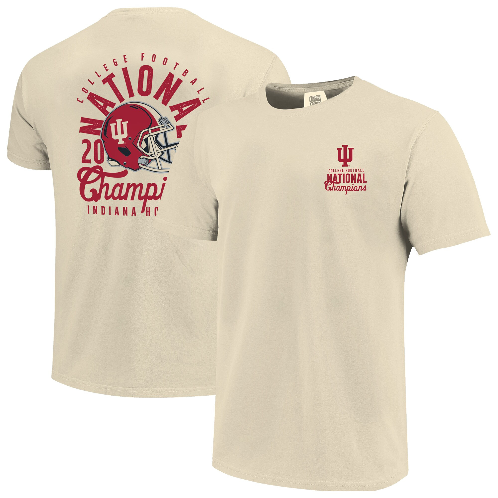 Indiana Hoosiers College Football Playoff 2025 National Champions Overlay T-Shirt - Cream | Fanatics