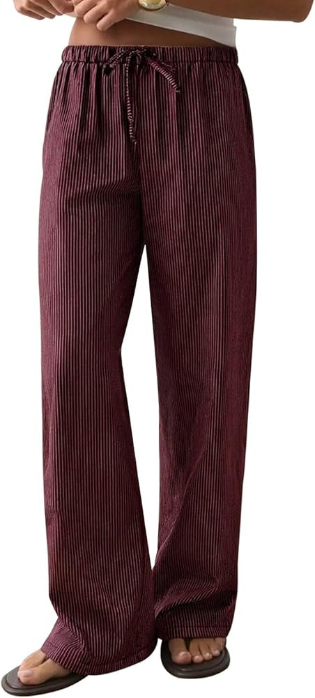 CHYRII Women's Summer Casual Wide Leg Pants Cotton Linen Palazzo Pants Beach Vacation Trouser wit... | Amazon (US)