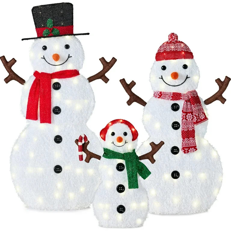 Best Choice Products 3-Piece 2D Lighted Snowman Family Set Outdoor Yard Decor w/ 135 Twinkling LE... | Walmart (US)