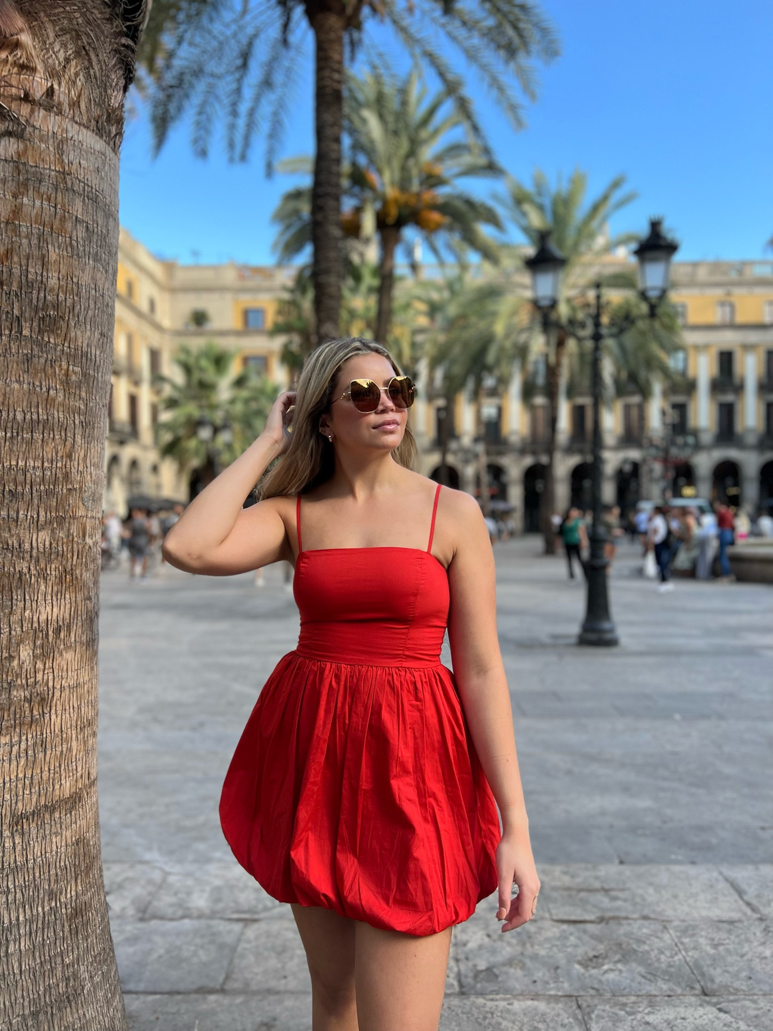 ready for warm weather and this red bubble hem mini dress 🌴 ❤️ ☀️ 

resort wear / vacation outfit / date night outfit / spring & summer dress / sunglassess

#LTKSeasonal