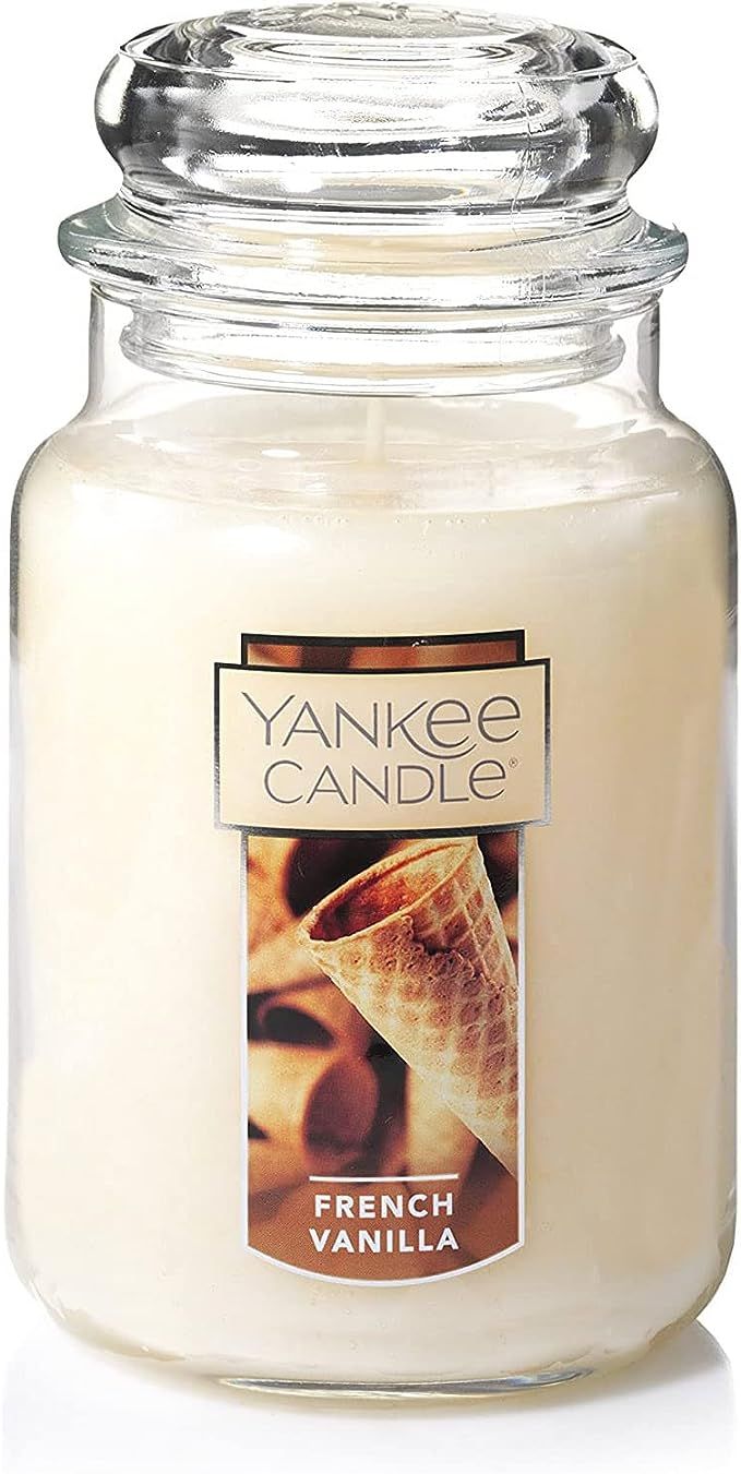 Yankee Candle French Vanilla Scented, Classic 22oz Large Jar Single Wick Candle, Over 110 Hours o... | Amazon (US)