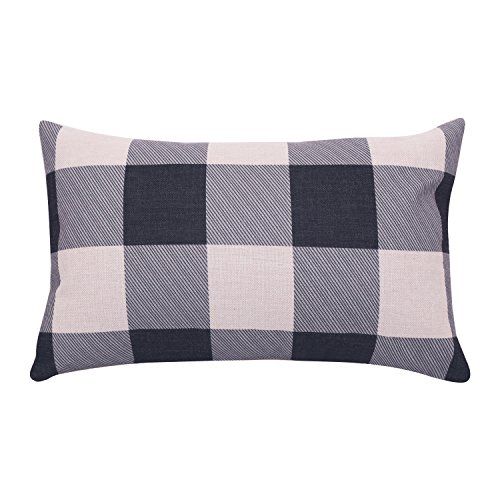 Buffalo Check Lumbar Pillow Covers Plaid Decorative Pillow Cases Square Linen Cushion Covers for Chr | Amazon (US)