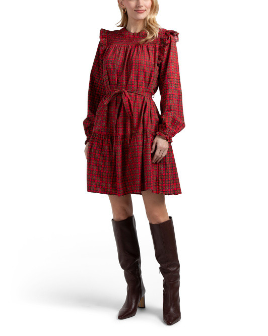 Blackwatch Smocked Yoke Mini Dress | TJ Maxx