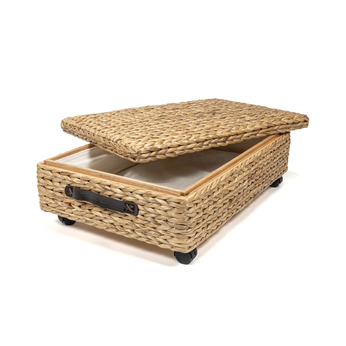 happimess Chett 26.38" Minimalist Hand-Woven Hyacinth/Wood Underbed Storage Bin with Wheels and H... | Wayfair North America