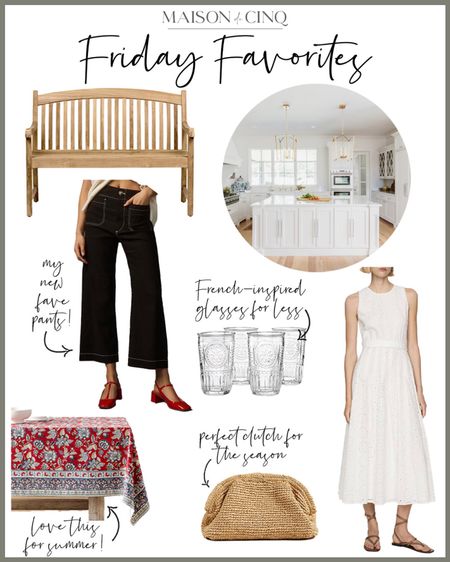 So many great finds for this week’s Friday Favorites, like my fave new pants, pretty eyelet dresses, entertaining pieces for Memorial Day, a cute teak bench, my new upholstered dining chairs, and more!

#homedecor #springdecor #summerdecor #springoutfit #summeroutfit #whitedress #springdress #outdoordecor #patiofurniture 

#LTKSeasonal #LTKHome #LTKFindsUnder50