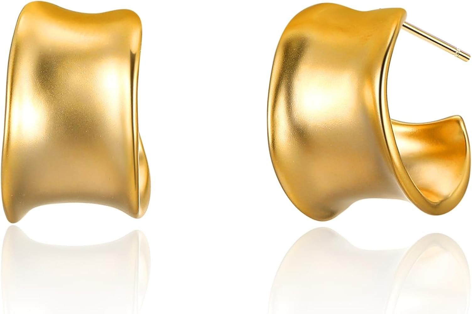 14K Gold Plated Hoop Earrings for Women, Chunky Lightweight Gold Hoop Earrings Huggies Statement ... | Amazon (US)