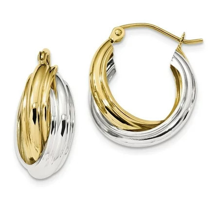 Primal Gold 10 Karat Yellow and White Gold Double Hoop Earrings | Walmart (US)