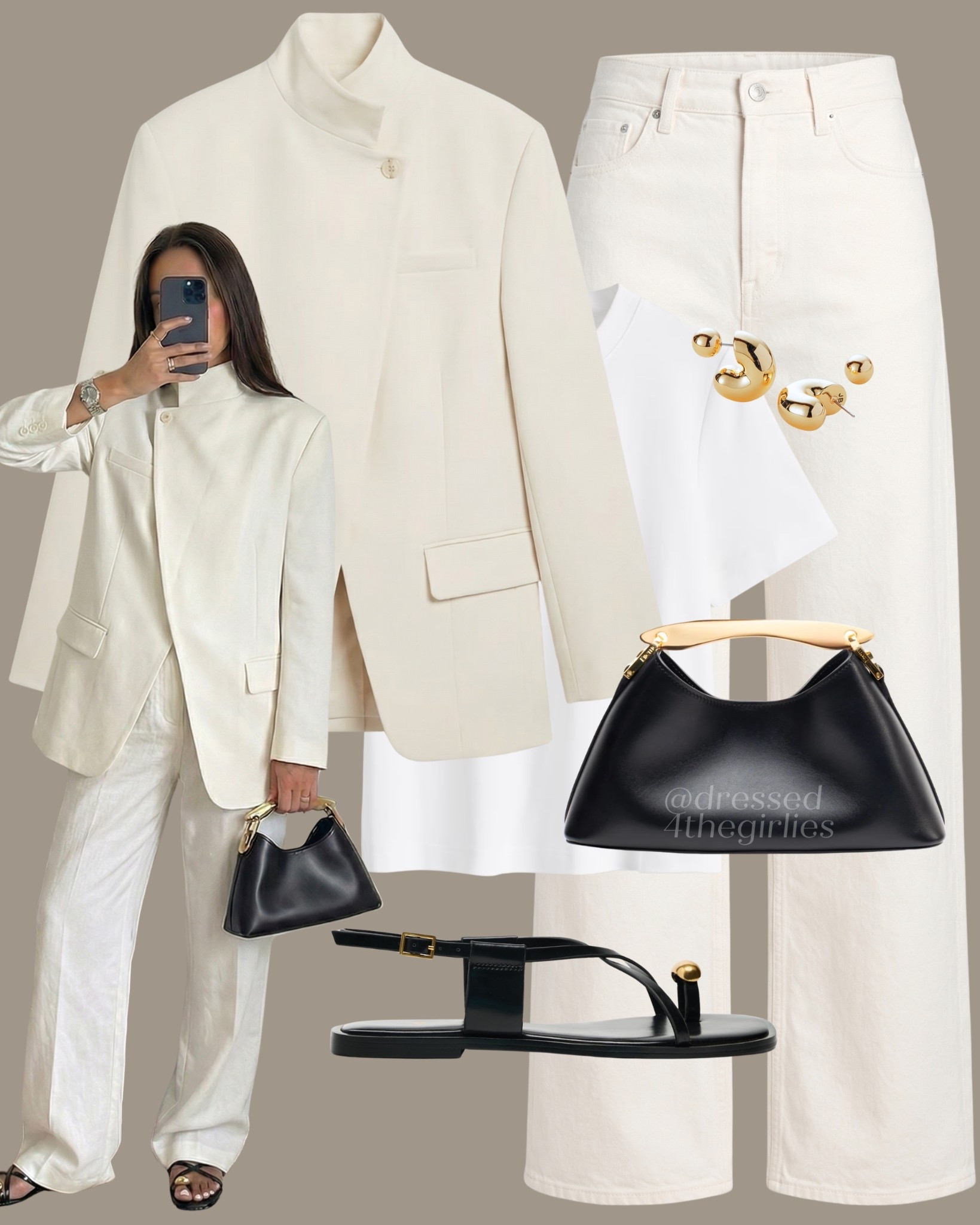 Styling blazer outfit🏹

Tags: ecru blazer outfit, white tshirt outfit, off white jeans outfit, black clutch bag outfit, black sandals outfit, summer workwear, spring workwear outfit 

#LTKworkwear #LTKuk #LTKeurope