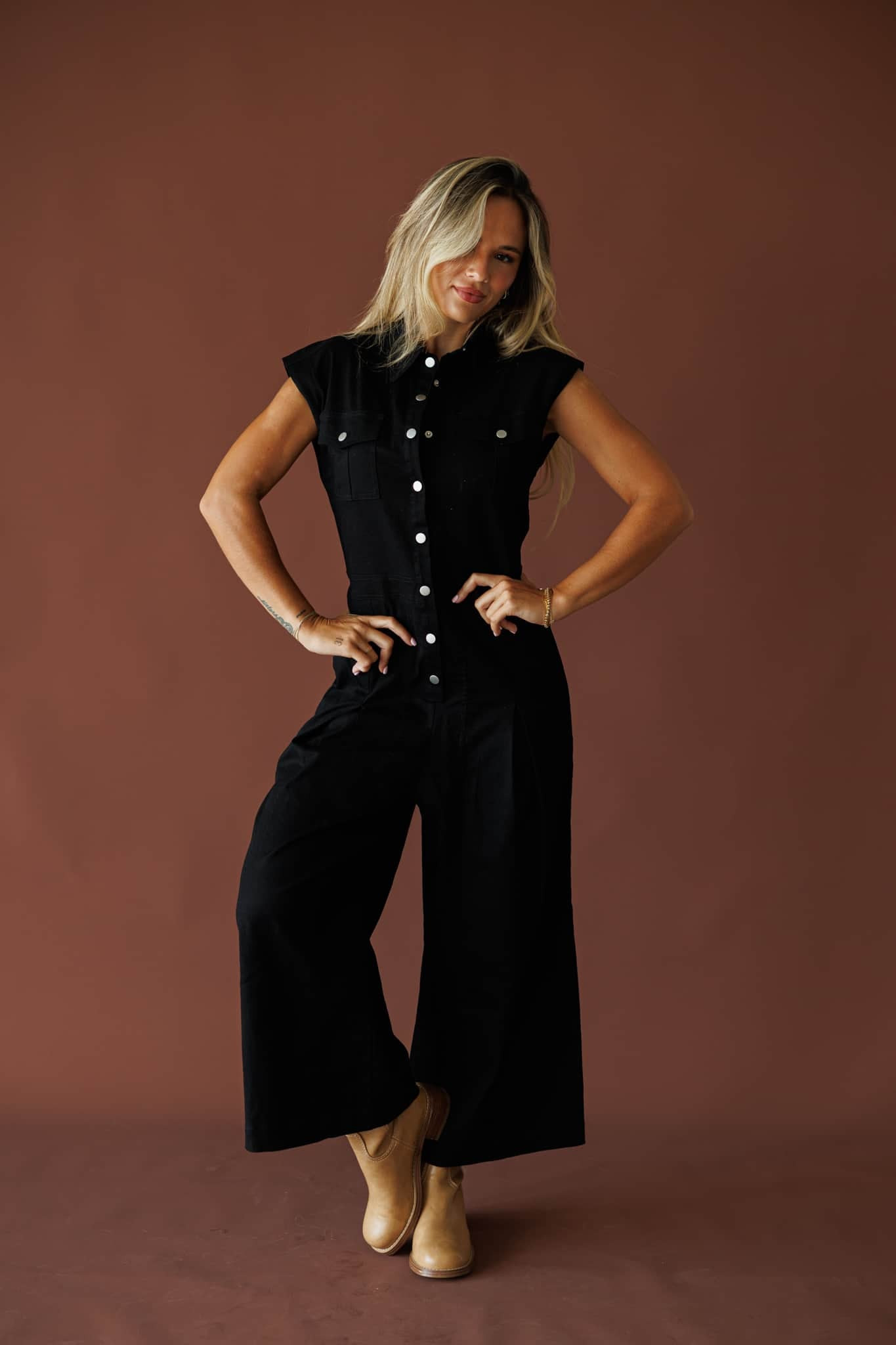 Twill Wide Leg Jumpsuit | Lane 201 Boutique