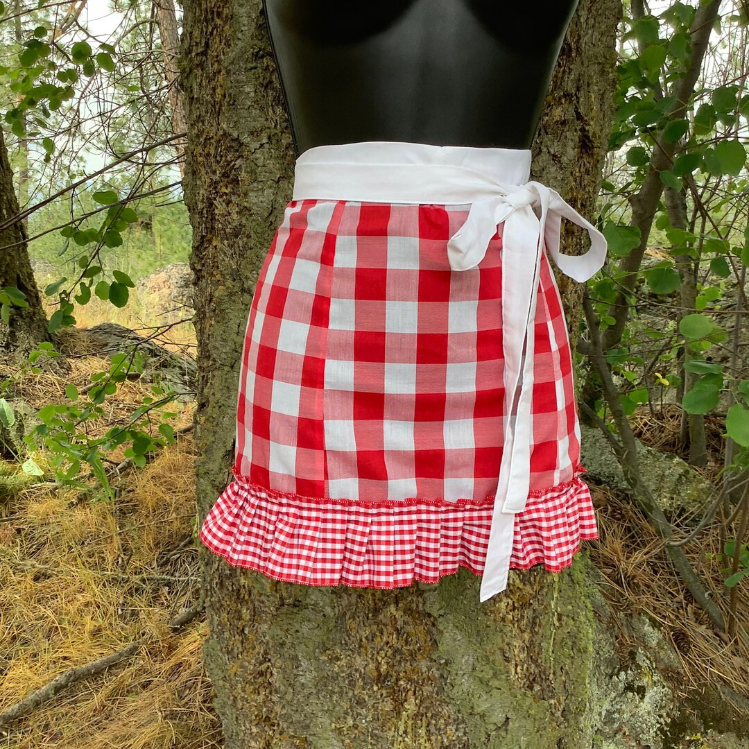 22 Red White Checkered Half Apron With Ruffles Farmhouse - Etsy | Etsy (US)