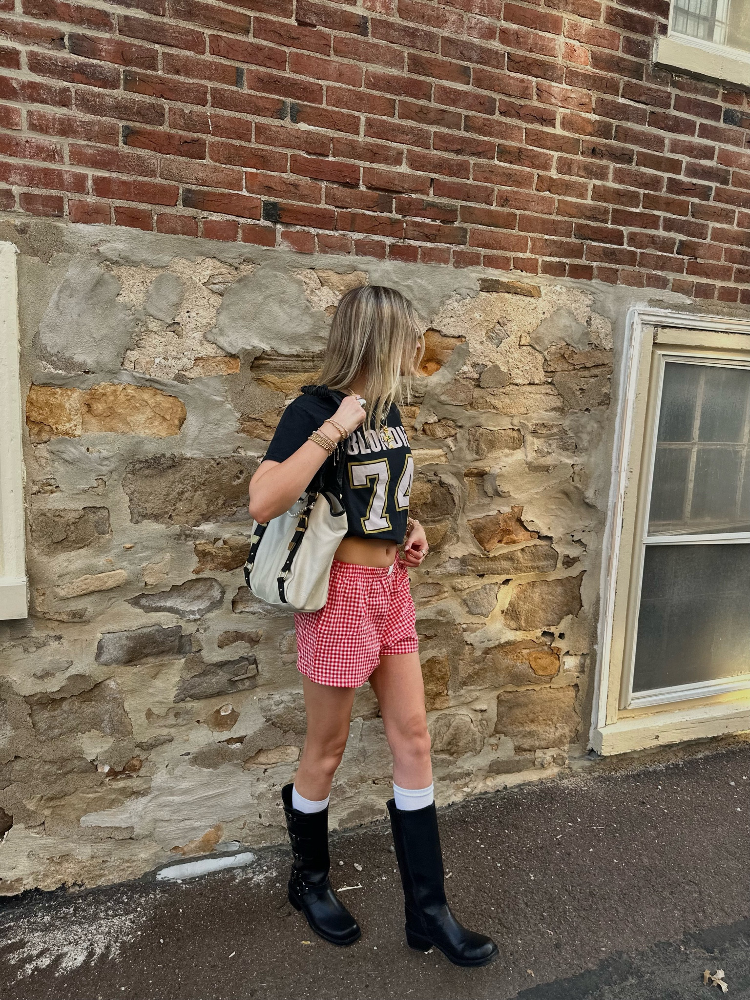 boxers: size small 
top: size small
bag is thrifted 