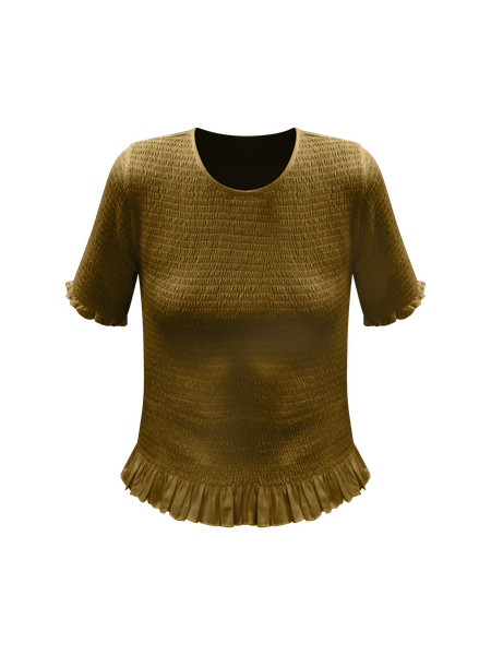 Smocked Ruffle Trimmed Top | Ann Taylor