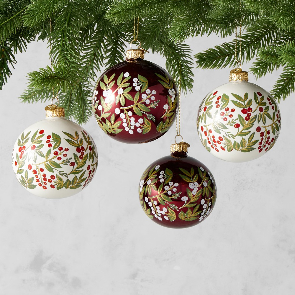 Handpainted Noel Ornaments, Set of 4 | Williams-Sonoma