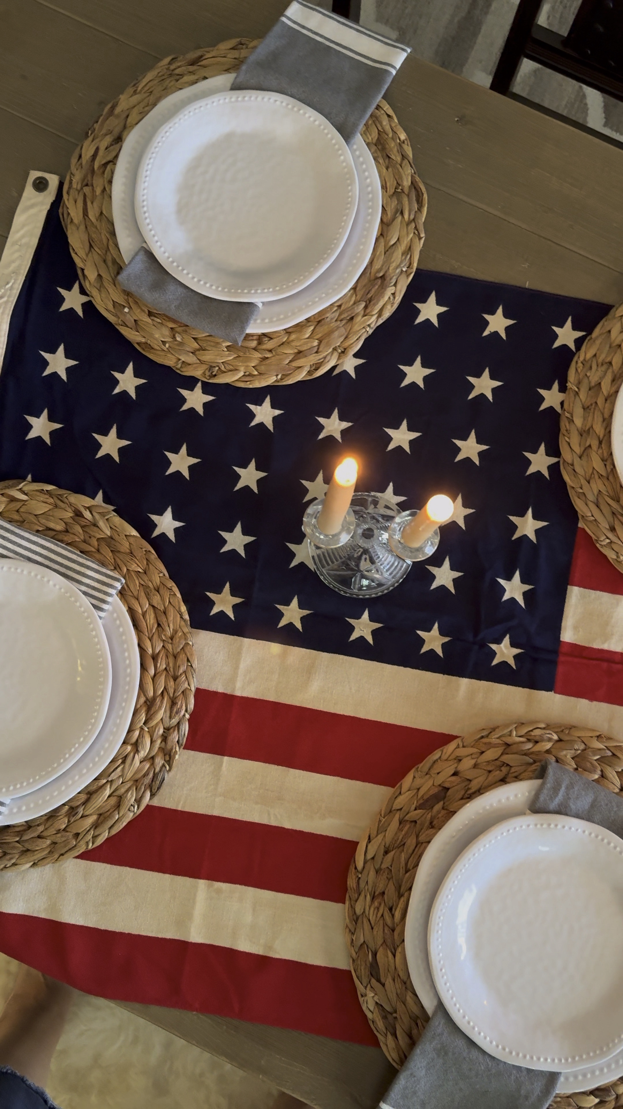 Americana Table Decor

4th of July | Independence Day | Memorial Day | red white and blue |
vintage flag | dinner table styling 

#LTKSaleAlert #LTKFindsUnder50 #LTKHome