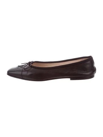 Chanel Leather Cap-Toe Flats | The Real Real, Inc.