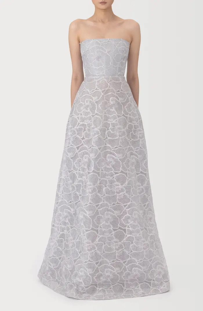 Yvonne Floral Embroidered Strapless Gown | Nordstrom