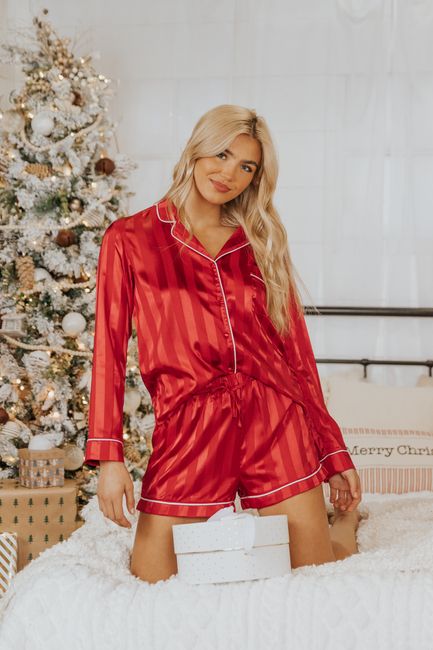 Dreamy Red Satin Two-Piece Pajama Set | Magnolia Boutique