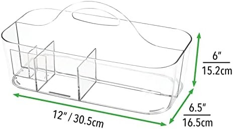 mDesign Plastic Portable Nursery Storage Organizer Caddy Tote - Divided Basket Bin with Handle - ... | Amazon (US)